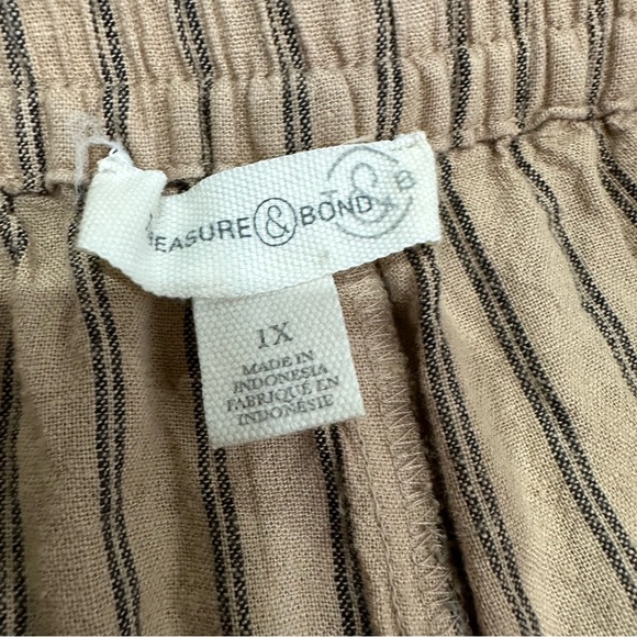 Treasure & Bond Women’s Wide Leg Boho Coastal Cropped Striped Linen Pants Sz 1X - Picture 4 of 7